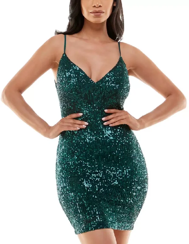 L - emerald sundae green sequin mini dress