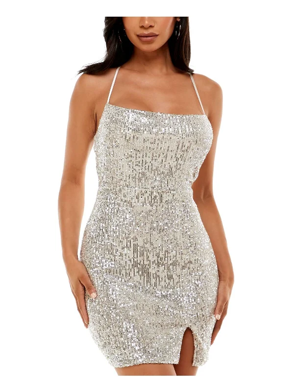 13 - speechless champagne sequin lace up dress