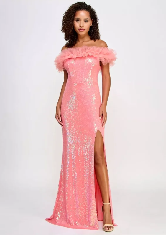 5 - pear culture pink sequin corseted gown