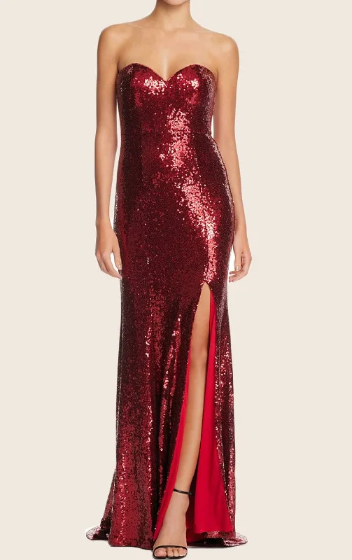 S - bariano red sequin fitted gown