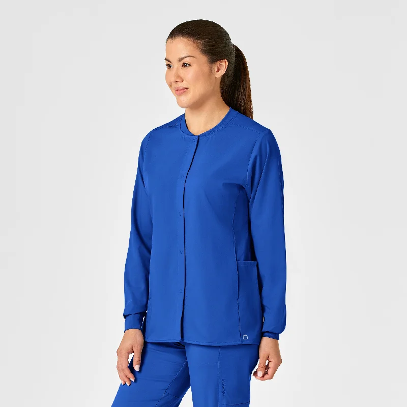 PRO Women's Snap Front Scrub Jacket - Royal