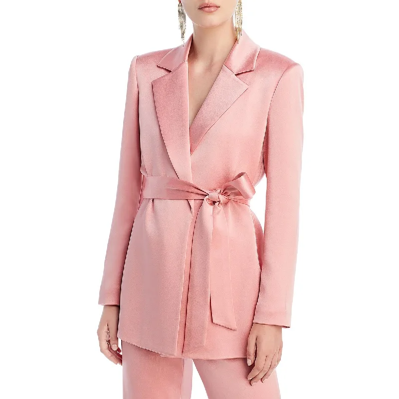 Karley Womens Satin Wrap Open-Front Blazer