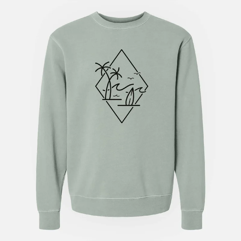 Summer Surf Diamond - Unisex Pigment Dyed Crew Sweatshirt