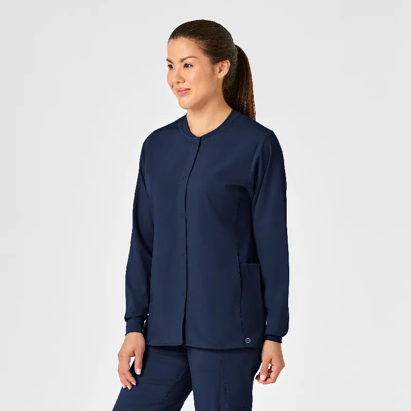 PRO Women's Snap Front Scrub Jacket - Navy