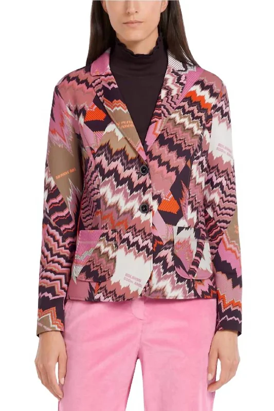 Sports Print Jacket In Orchid Pink, Black