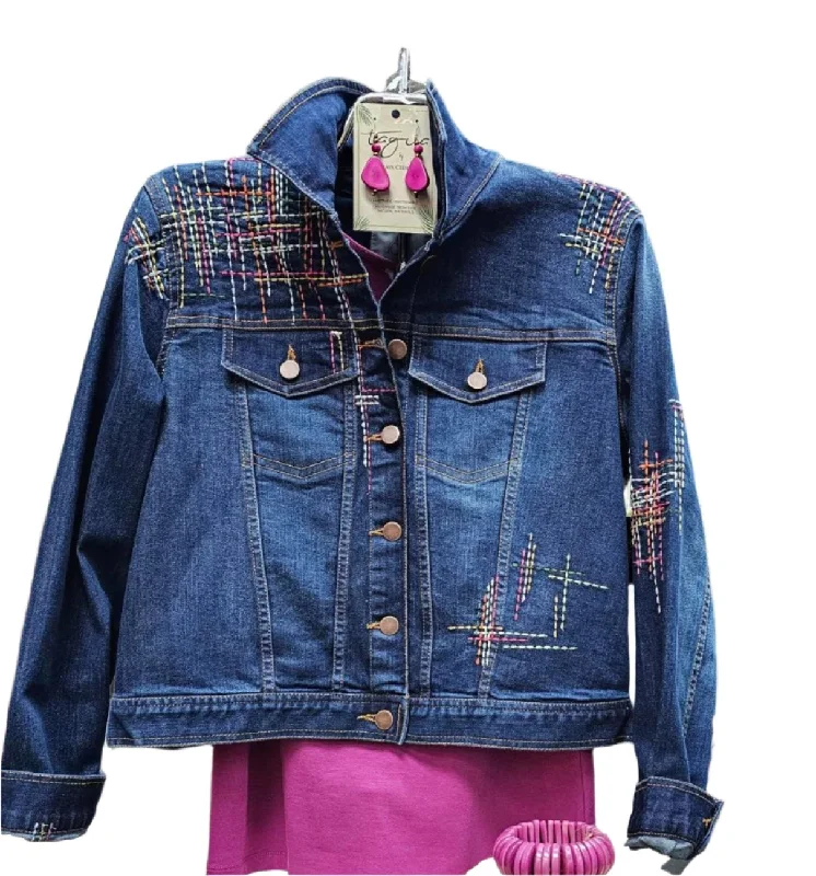 Women's Denim Jean Jacket with Embroidered Floral Back - J14847JM