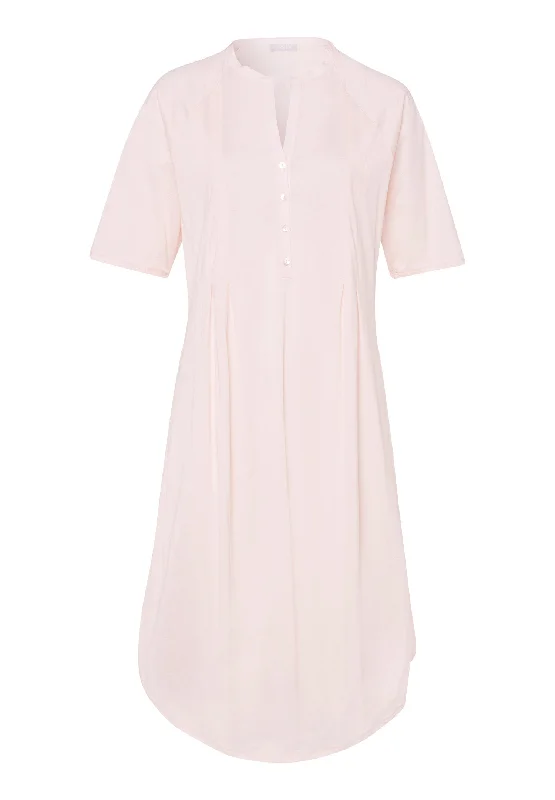 Cotton Deluxe Short Sleeve Button Front Gown | Crystal Pink 77954-1334