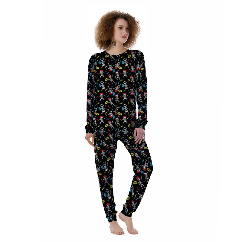 Skeleton Party Fun Print Pattern Women's Pajamas