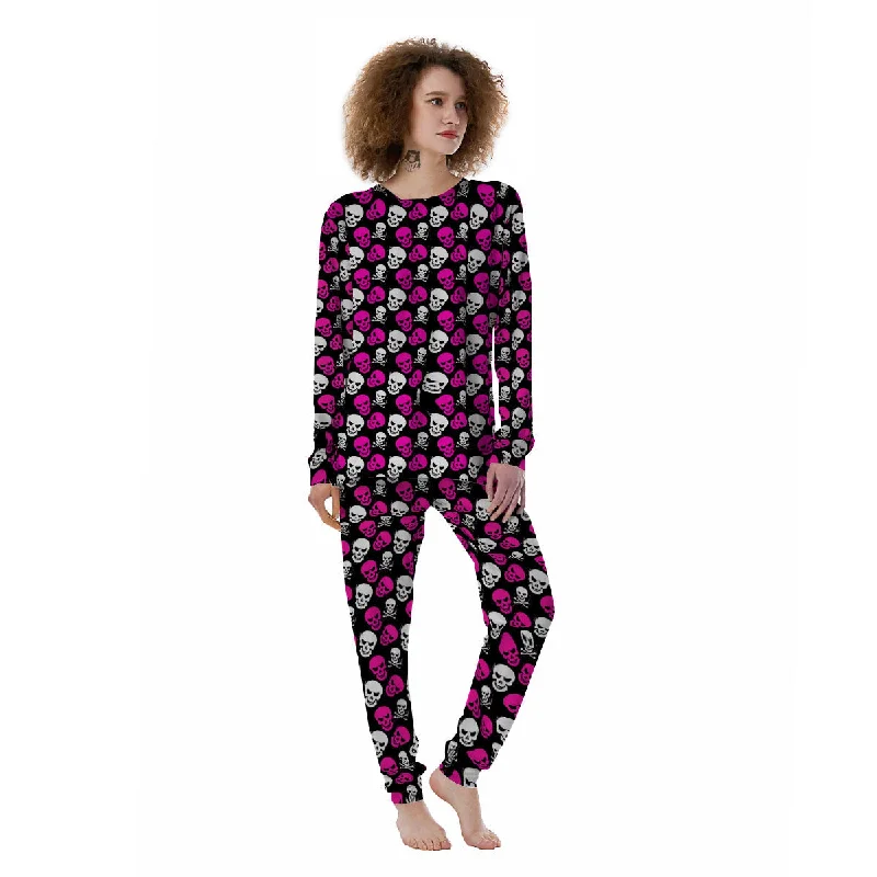 Skull Girly Emo Print Pattern Women's Pajamas