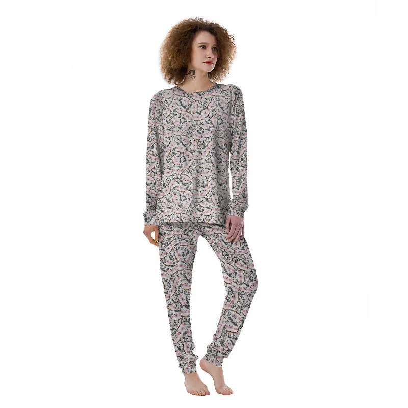 Smiley Cow Cute Print Pattern Women's Pajamas