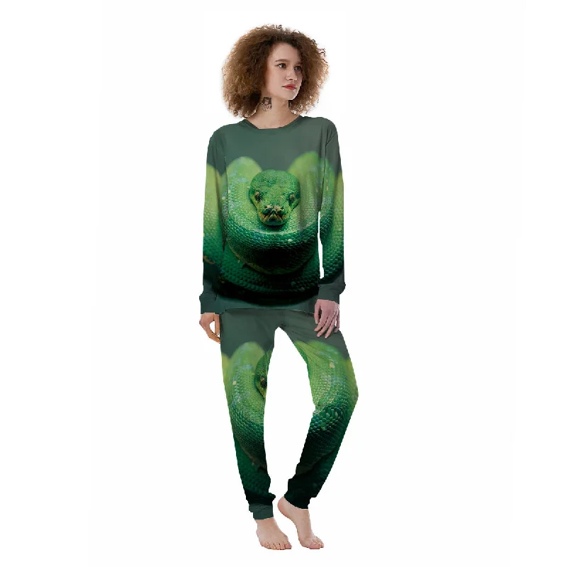 Snake Emerald Tree Boa Print Women's Pajamas