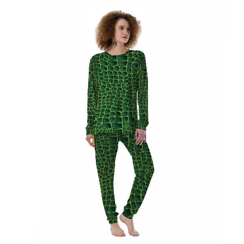 Snakeskin Green Print Women's Pajamas