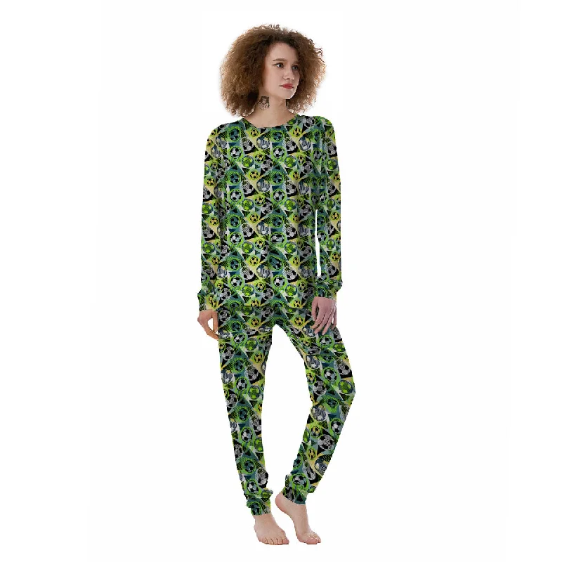 Soccer Ball Grunge Print Pattern Women's Pajamas