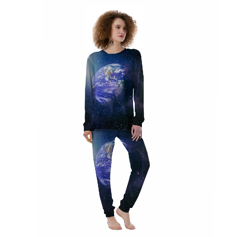 Space And Earth Print Women's Pajamas