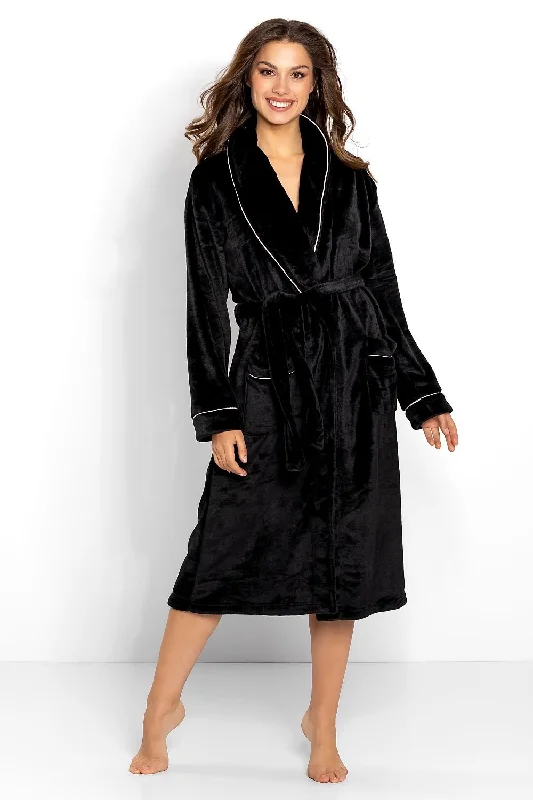 Women's Bathrobe with Long Sleeves & Tie Belt | Elegant Polyester Robe - 174661 Momenti Per Me