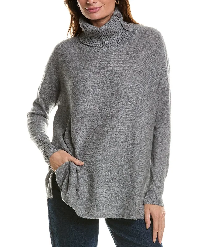 Forte Cashmere Button Neck Oversized Cashmere Pullover