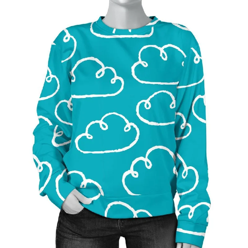 Drawn Cloud Pattern Print Women's Sweatshirt