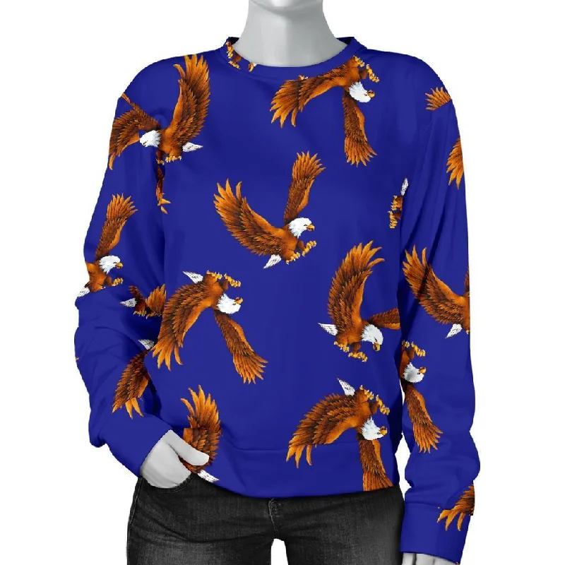 Eagle Blue Pattern Print Women's Sweatshirt