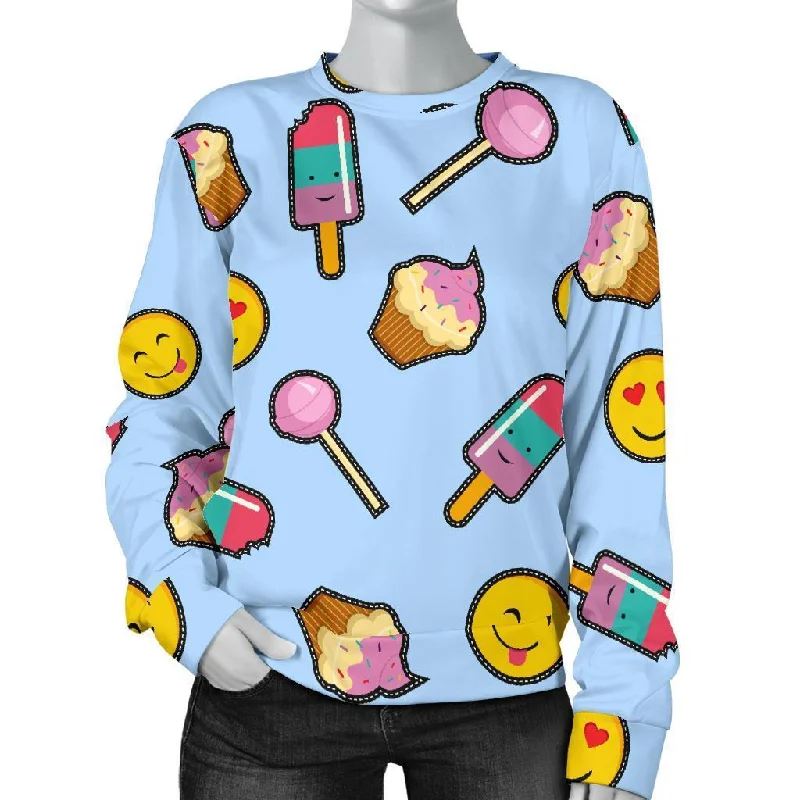 Emoji Dessert Pattern Print Women's Sweatshirt