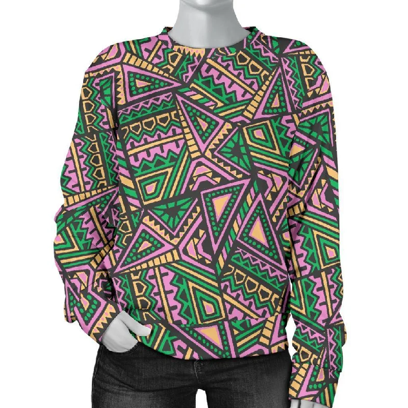 Ethnic Pink Print Pattern Women's Sweatshirt