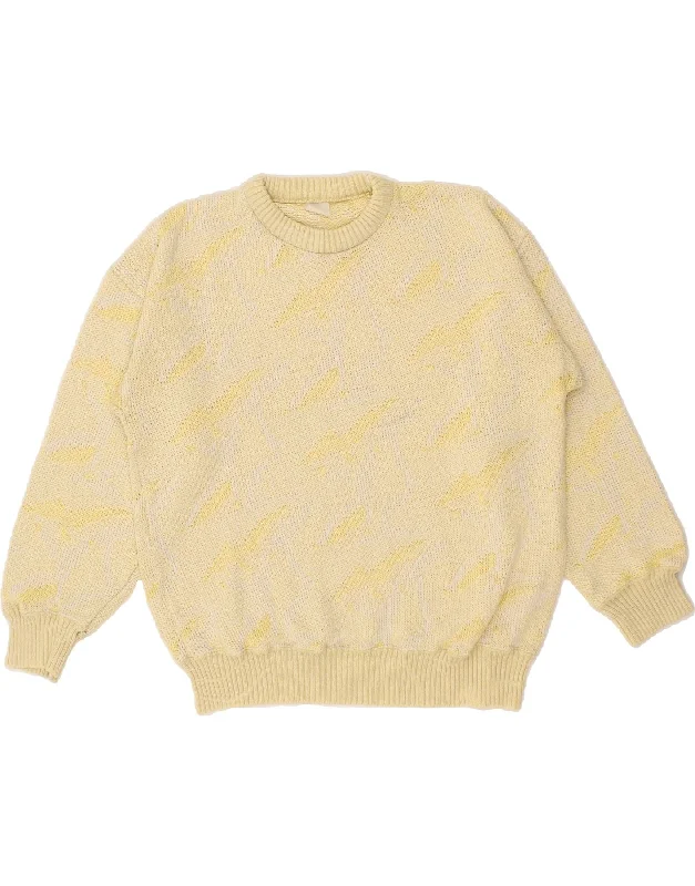 VINTAGE Womens Crew Neck Jumper Sweater UK 12 Medium Yellow