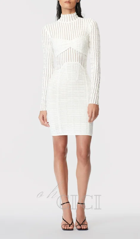 WHITE SHADOW STRIPE MINI DRESS