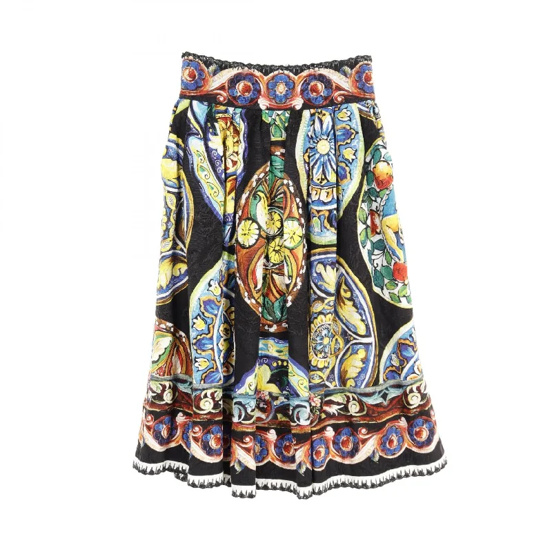 Dolce & Gabbana Silk Skirt Black Multi