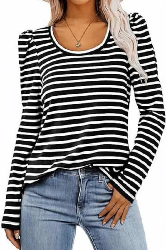 Crew Neck Striped Long Sleeve