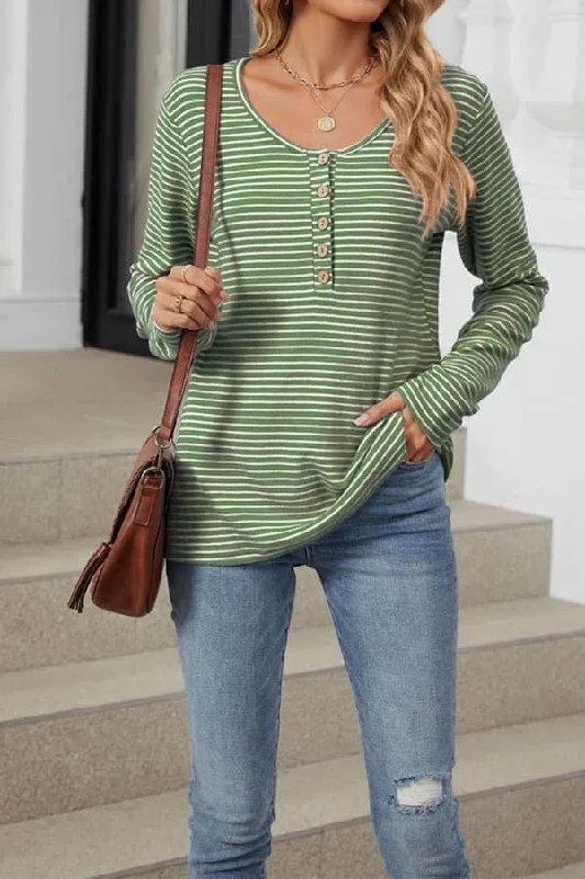 Striped Button Long Sleeve