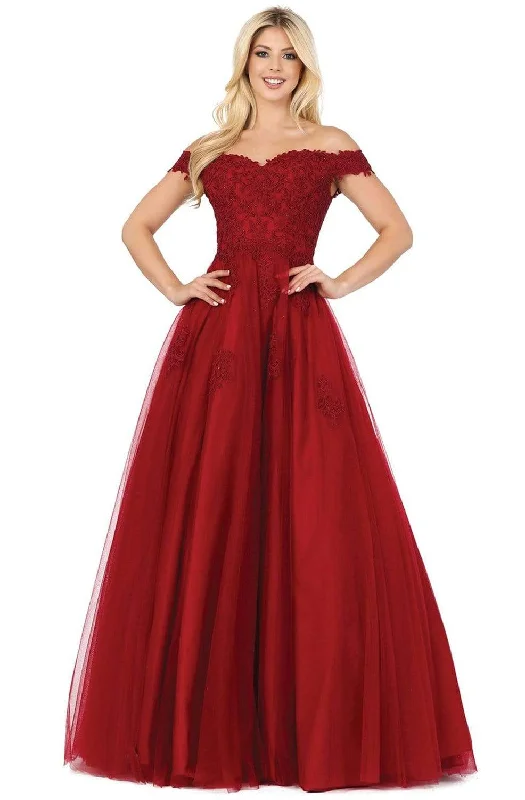 Dancing Queen - 2939 Embroidery Appliqued Off Shoulder Long Gown