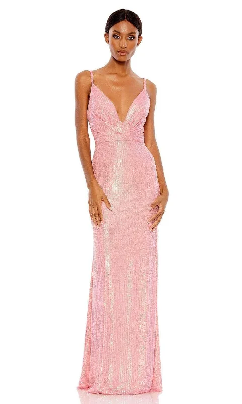 Ieena Duggal - 26945 Plunging Tiny Sequined Long Gown