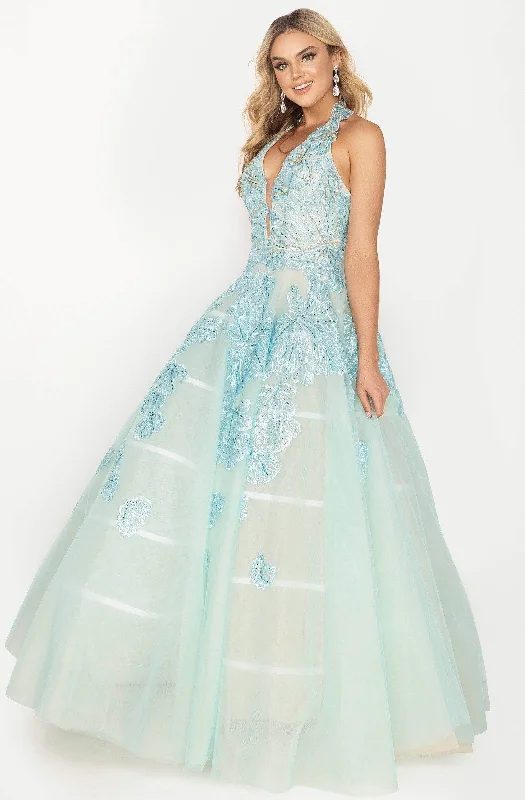 Terani Couture 2011P1174 - Embroidered Halter Ballgown