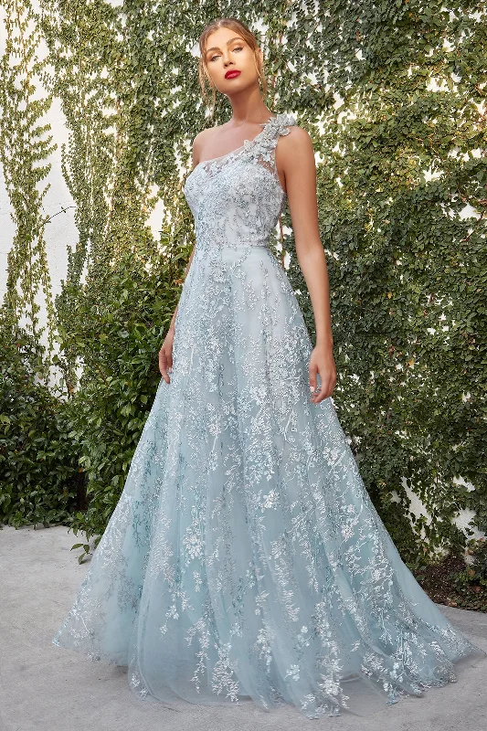 Allure Couture: Enchanting Evening Dress with Floral Embellishments