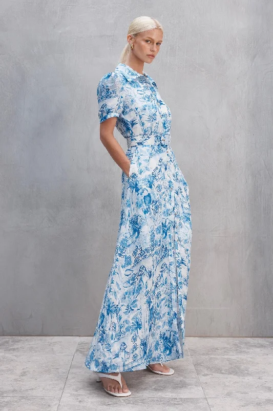 Sofia Irina Aly Shirt Dress - Blue Floral