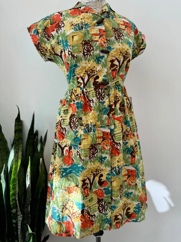 Vintage cotton novelty print dress