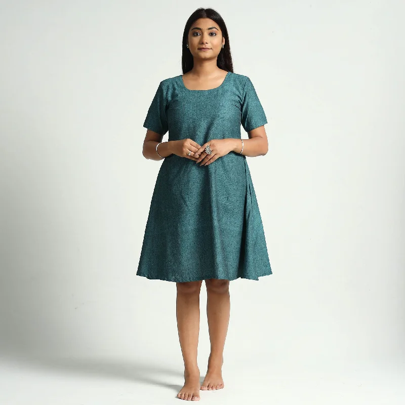 Green - Plain Handloom Cotton Dress