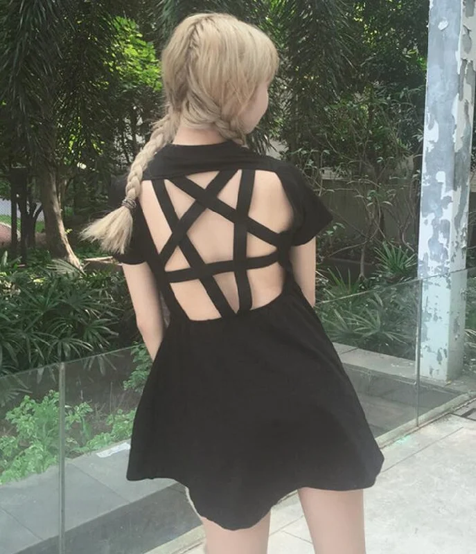 Black Pentagram Back Dress