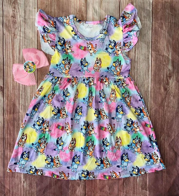 Bluey & Bingo  Dress and Bow