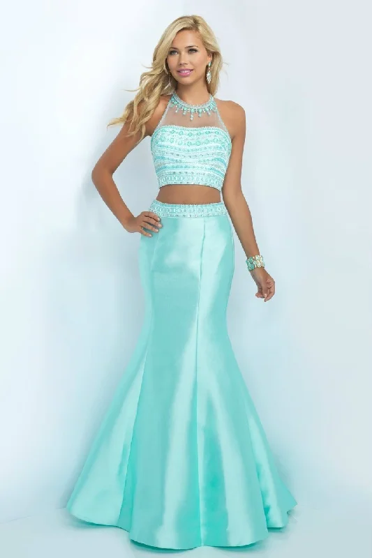 Blush - 11084SC Two Piece Shiny Mermaid Inspired Dress