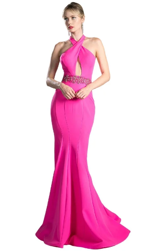 Cinderella Divine - 11978 Cross Halter Neck Trumpet Gown