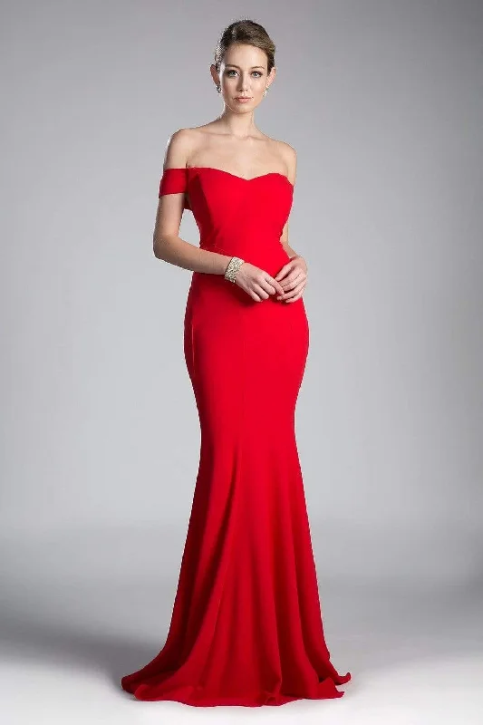 Cinderella Divine - CD711 Off Shoulder V-Back Evening Dress