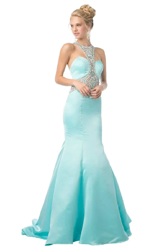 Cinderella Divine - CK31 Mid Beaded Halter Mermaid Gown