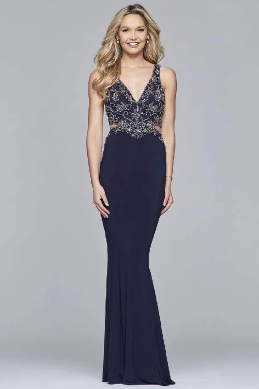 Faviana - 10108SC Embellished Sleeveless Cutouts Sheath Gown