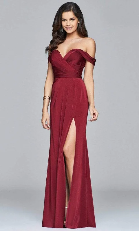 Faviana - 8083SC Sweetheart Ruched Sheath Gown With Slit