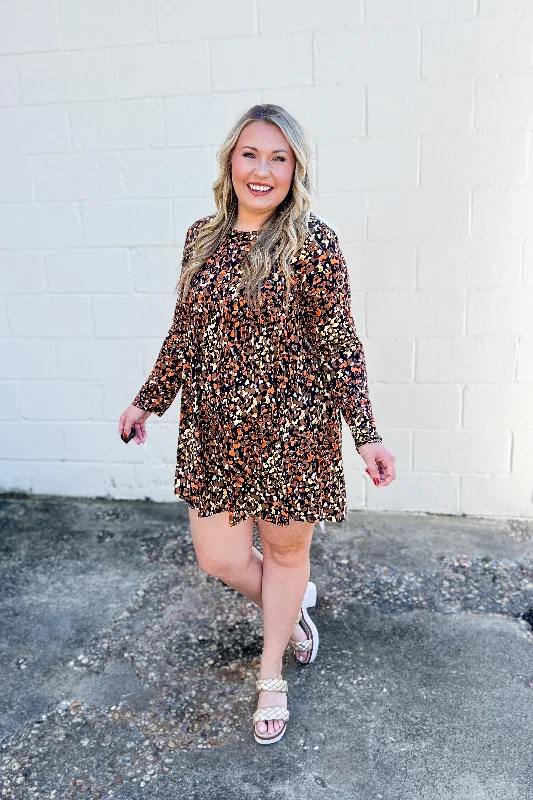 Back and Forth Fall Leopard Babydoll Dress