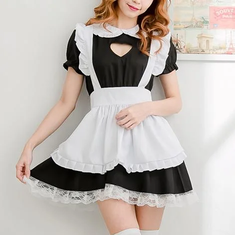 Black and White Open Chest Maid Dress SD00361