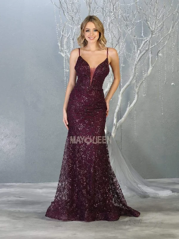 May Queen - MQ1752 Beaded Open Back Prom Dress