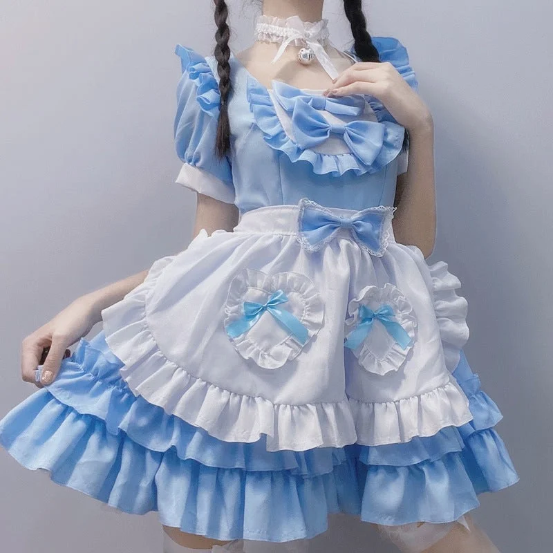 Harajuku Lolita Bow Ruffle Maid Dress