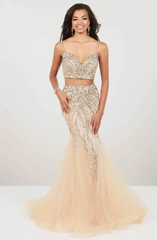 Panoply - 14958SC Bedazzled Spaghetti Straps Two Piece Gown