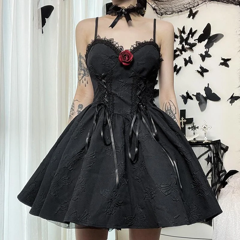 Rose Ribbon Corset Slim Dress